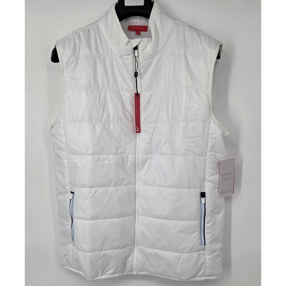 NEW Redvanly Winslow Vest Men's Large Bright White Full Zip Golf Puffer‎ NWT